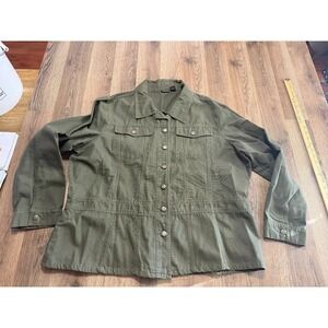 NorthCrest Jacket, Women's Size 3X, Green, Button Up, Long Sleeve, Front Pockets